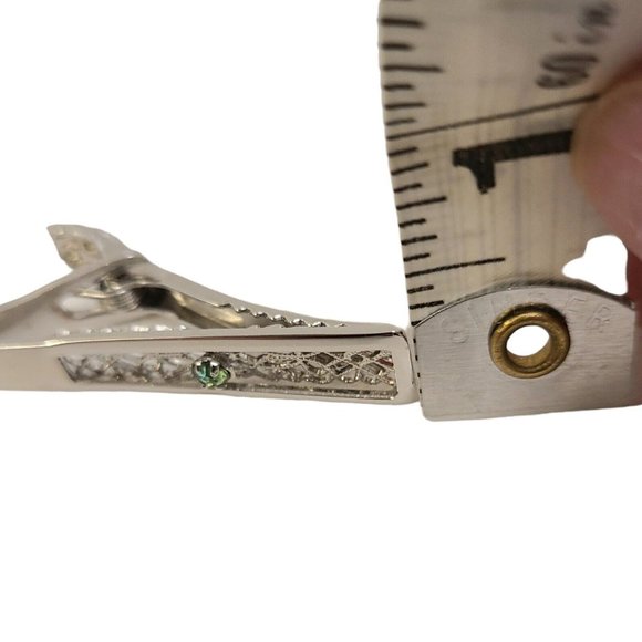 Stunning Vintage Cufflinks And Tie Pin Green Rhinestone Silvertone Alstein‎ Box - Picture 15 of 16